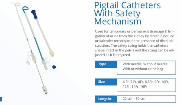 Pigtail Catheter with Safety Mechanism